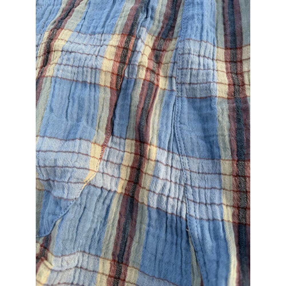 New Free People Las Palmas Sailor Shorts Size S Blue Brown Plaid - Picture 2 of 5